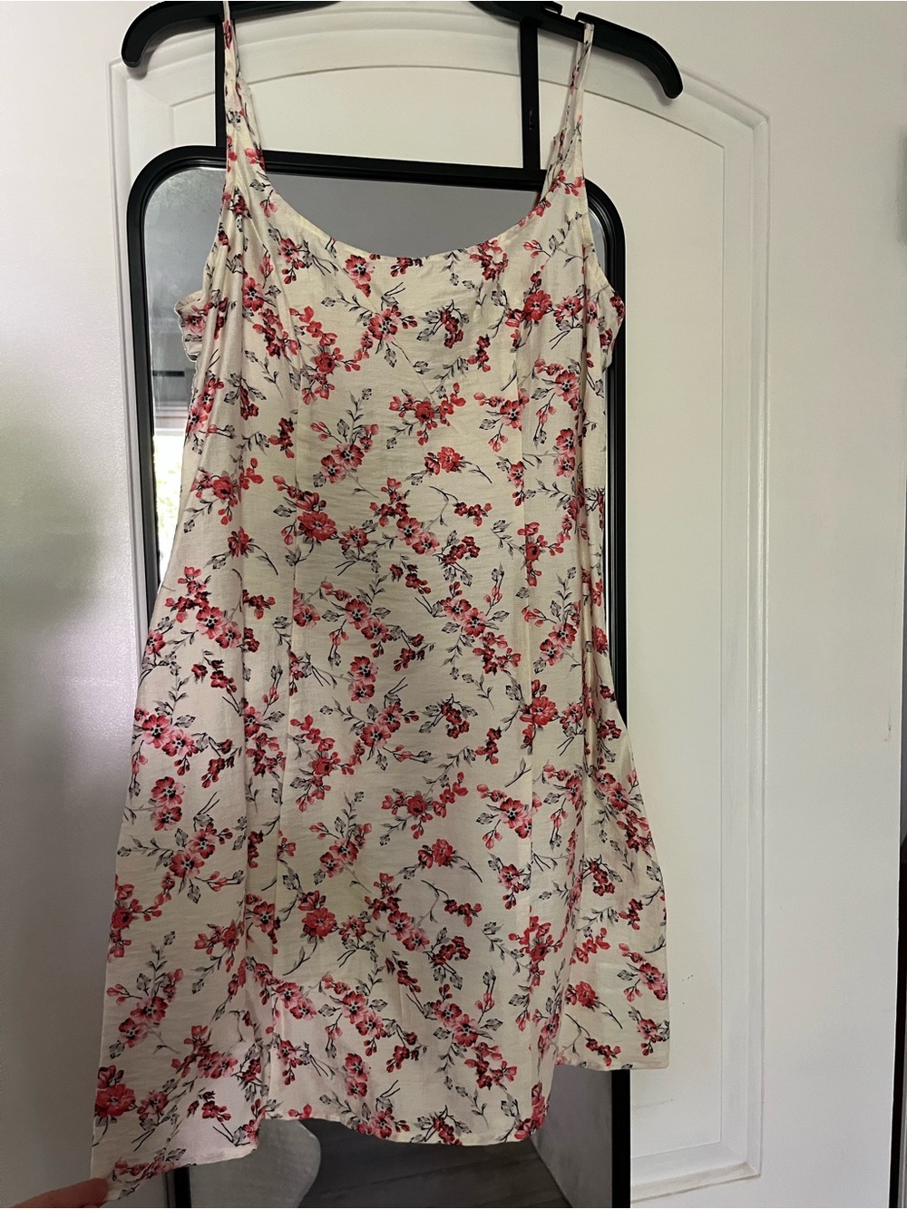 a new day Cream Floral Smocked Dress with Red/Pink Blossoms